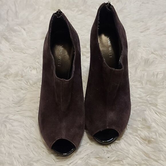 Nine West Purple Suede Peep Toe Heels Size 7 - Picture 7 of 10